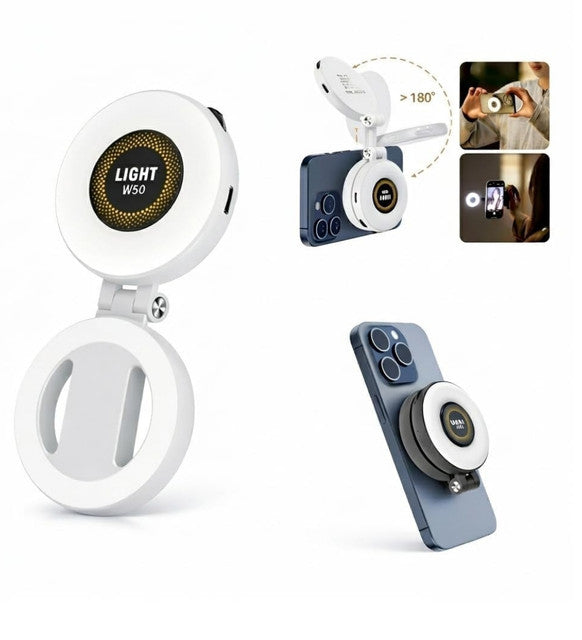 W50 Magnetic Selfie Light with 3 Brightness Modes, White