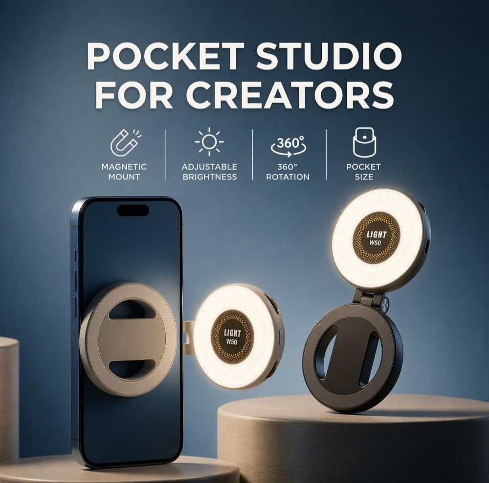 W50 Magnetic Selfie Light with 3 Brightness Modes, White