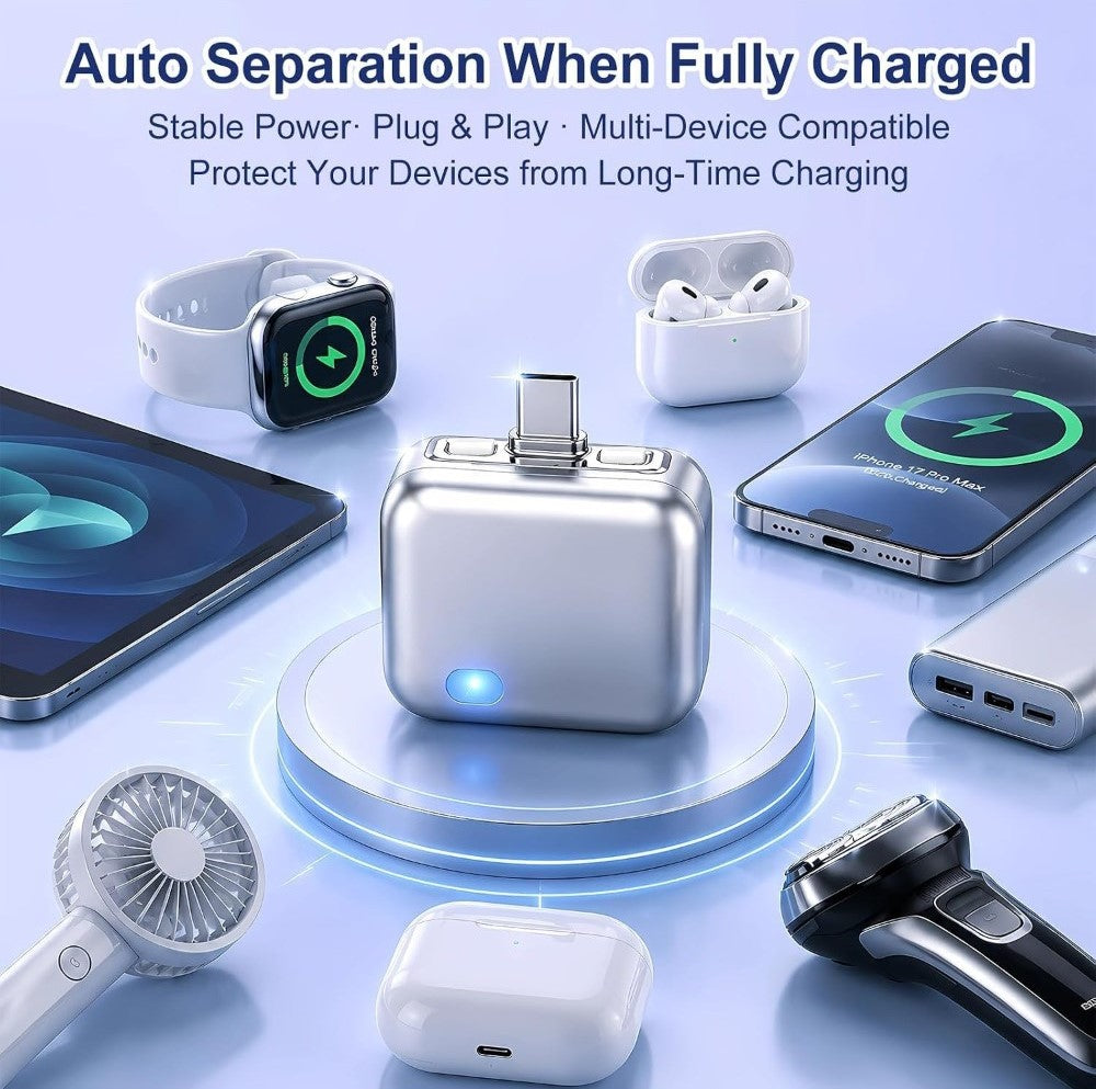 Auto Eject Type-C Charger with Overcharge Cut-Off, Silver
