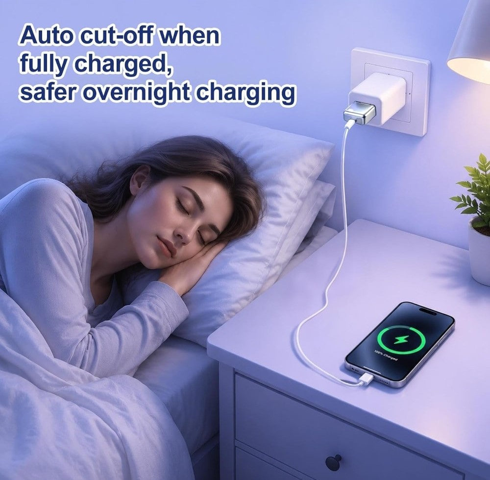 Auto Eject Type-C Charger with Overcharge Cut-Off, Silver