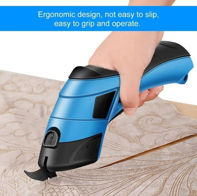 Cordless Rechargeable Electric Fabric Scissors, Blue & Black