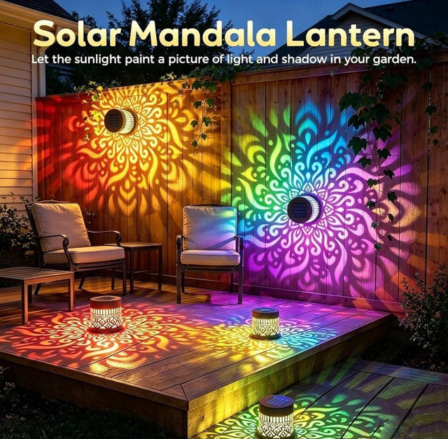 Solar Mandala Garden Light with 7 Colour Modes, Metal