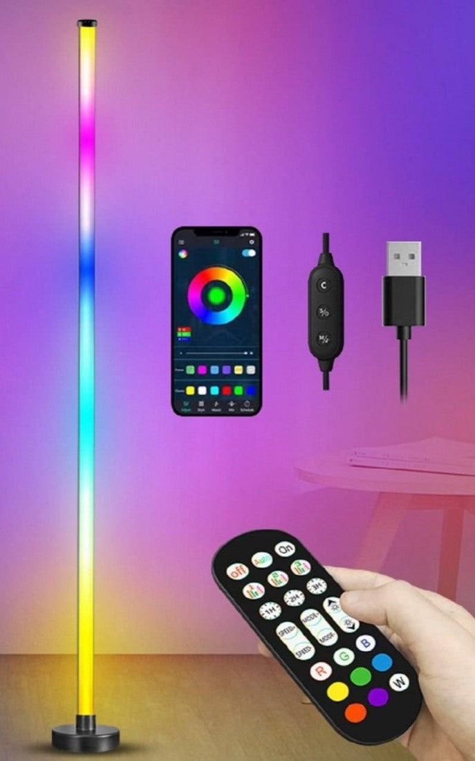 Smart RGB LED Corner Floor Lamp with App & Remote Control