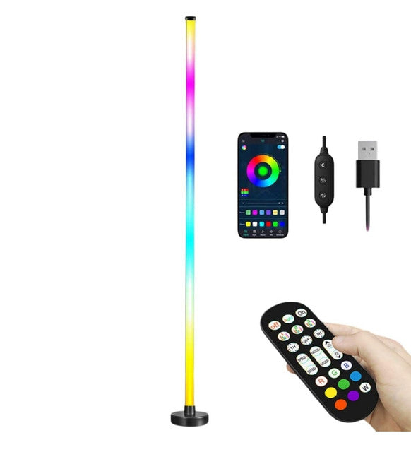 Smart RGB LED Corner Floor Lamp with App & Remote Control