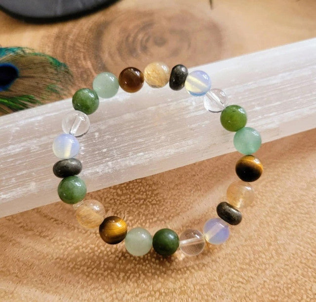 Crystal Rashi Bracelet with Polished Beads, Multicolour