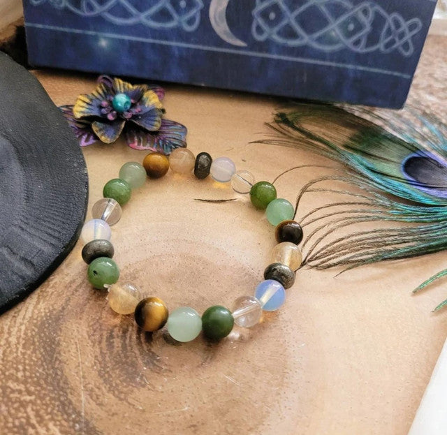 Crystal Rashi Bracelet with Polished Beads, Multicolour