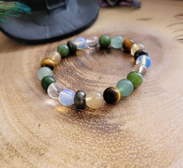 Crystal Rashi Bracelet with Polished Beads, Multicolour