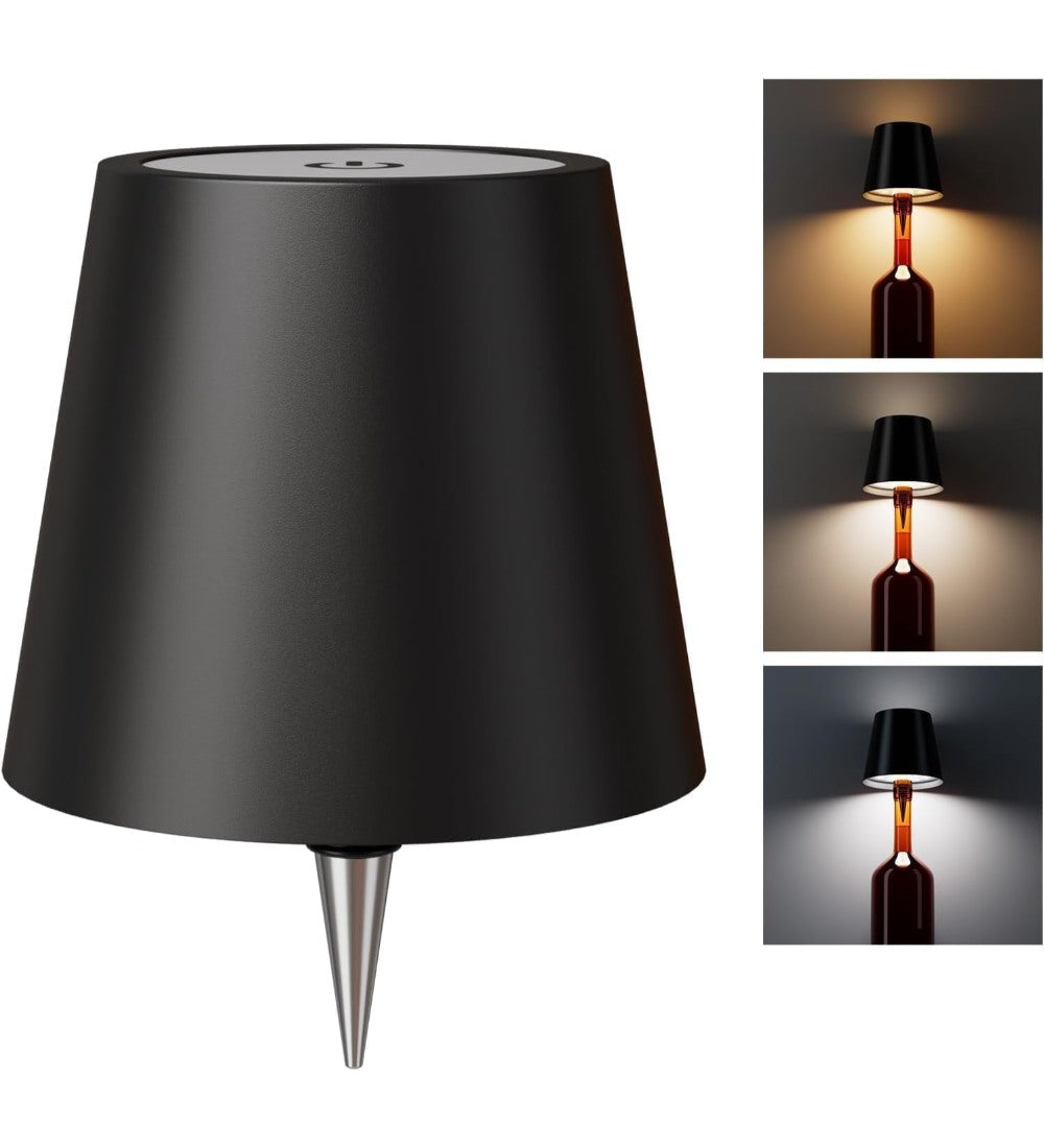 Rechargeable Wine Bottle Lamp with Touch Control, Black