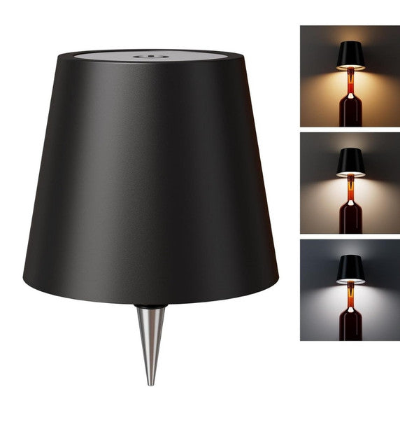 Rechargeable Wine Bottle Lamp with Touch Control, Black