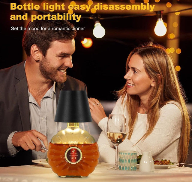 Rechargeable Wine Bottle Lamp with Touch Control, Black