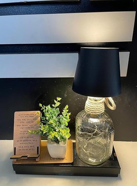 Rechargeable Wine Bottle Lamp with Touch Control, Black
