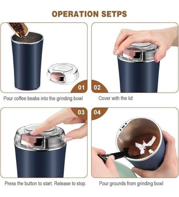 Electric Coffee Bean & Spice Grinder, Navy Blue