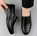 Men's Synthetic Leather Solid Slip-On Formal Shoes (Black)